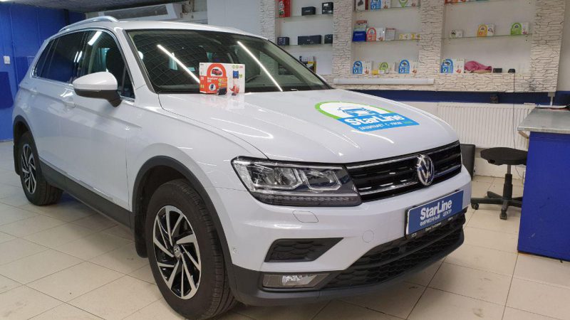 Volkswagen Tiguan — установили автосигнализацию StarLine S96 и защитную сетку радиатора в бампер