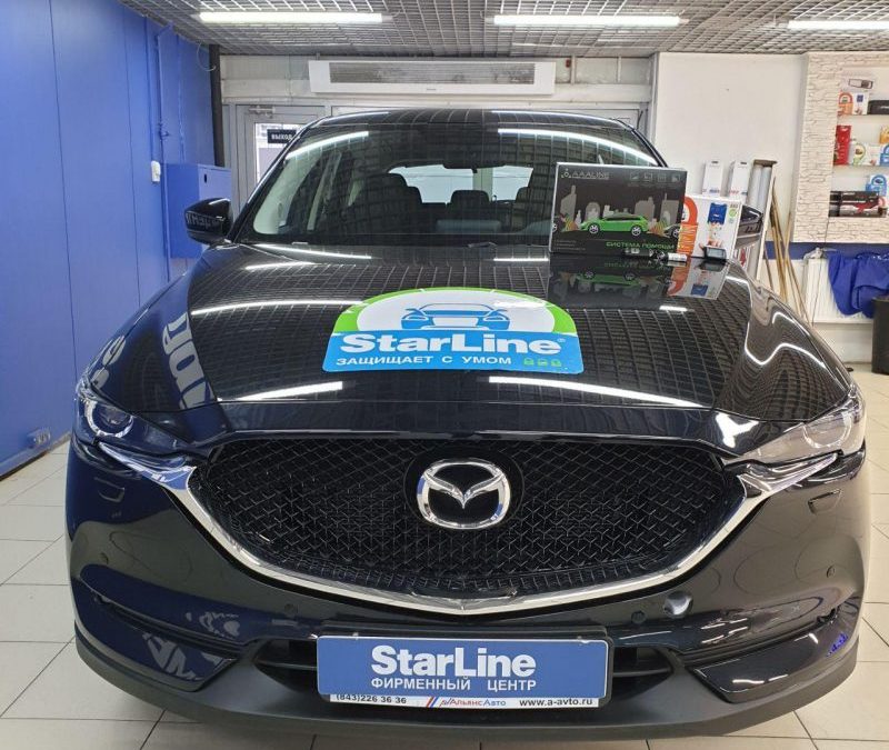 Установка автосигнализации StarLine A93 на автомобиль Mazda CX-5 и 8 датчиков парктроников