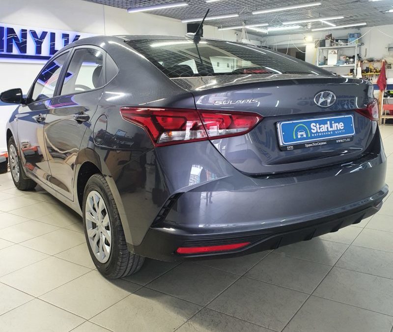 На Hyundai Solaris мы установили StarLine A93 Eco с автозапуском и одним брелком в комплекте