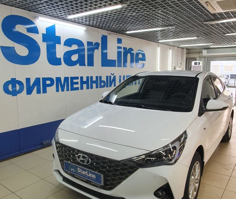 На автомобиль Hyundai Solaris установили автосигнализацию StarLine S96