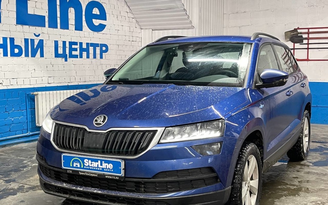 Skoda Karoq 2021 года — установили охранную систему StarLine S96 v2 со встроенным GSM модулем, активировали подогрев руля, сидений, заднего стекла