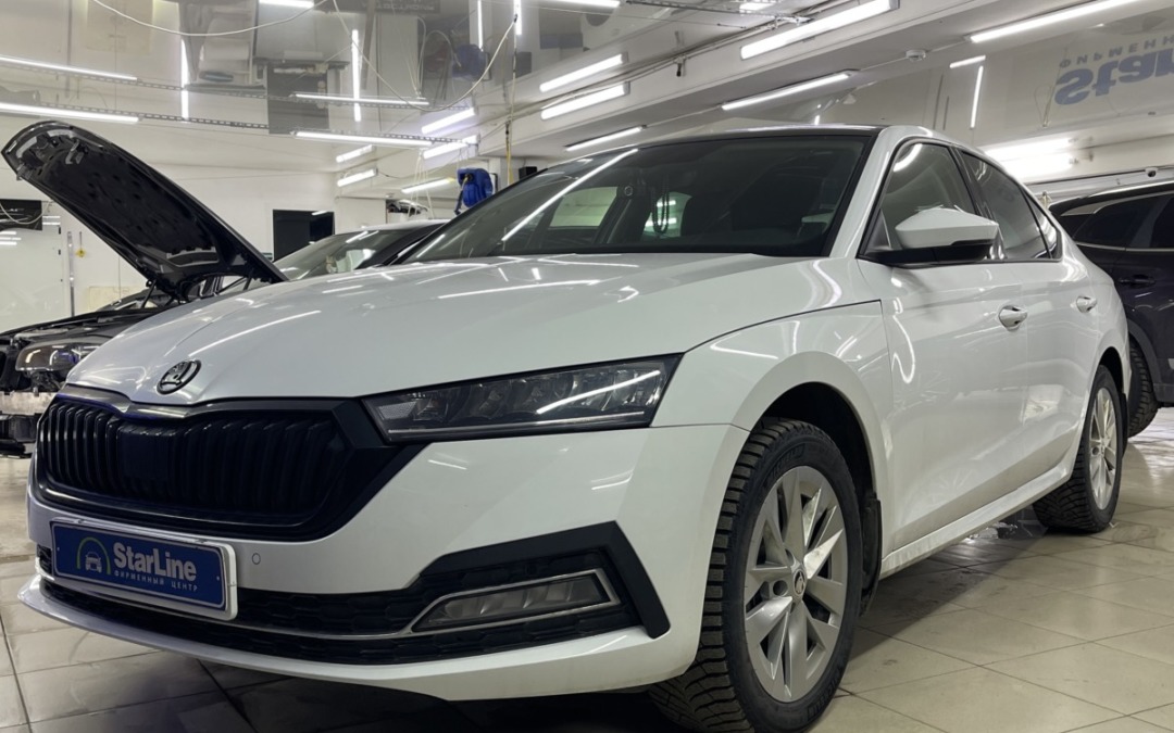 На новую Skoda Octavia установили автосигнализацию StarLine S96 V2 со встроенным модулем GSM