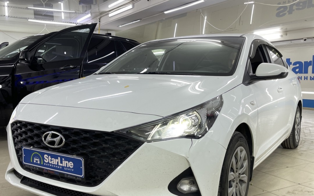 Hyundai Solaris — установка Bi-Led модулей Aozoom A5+