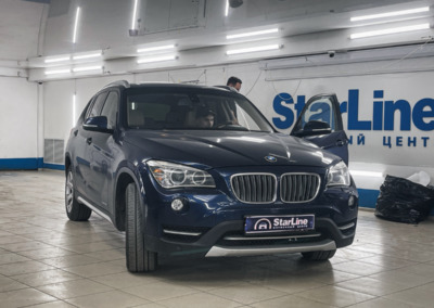 BMW X1 приехал к нам на установку охранного комплекса StarLine S96 с возможностью управления с помощью телефона